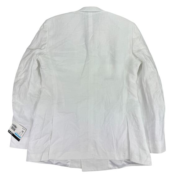 Bar III Mens Slim Fit 100% Linen Double-Breasted Suit Jacket White 40L - Picture 3 of 5